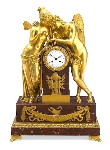 Monumental French Bronze & Rouge Marble Mantle Clock (1 of 1)