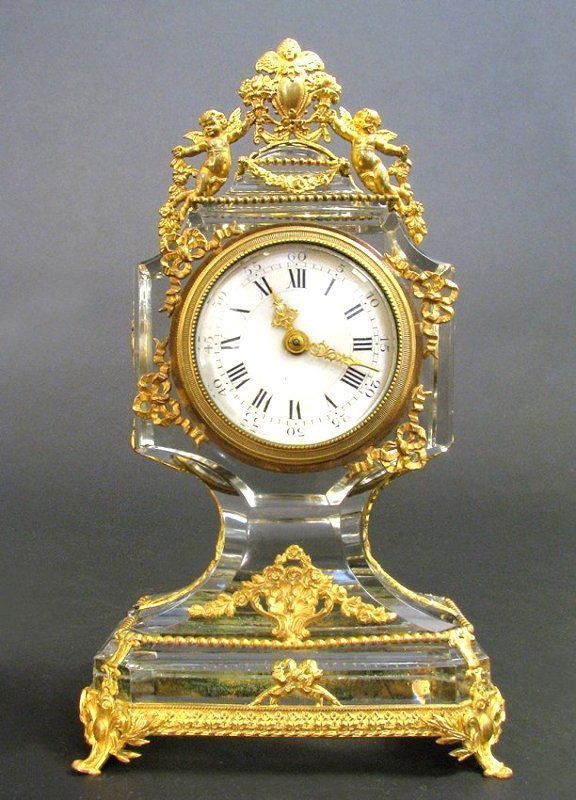 19th C.French Bronze & Baccarat Crystal Clock (1 of 8)