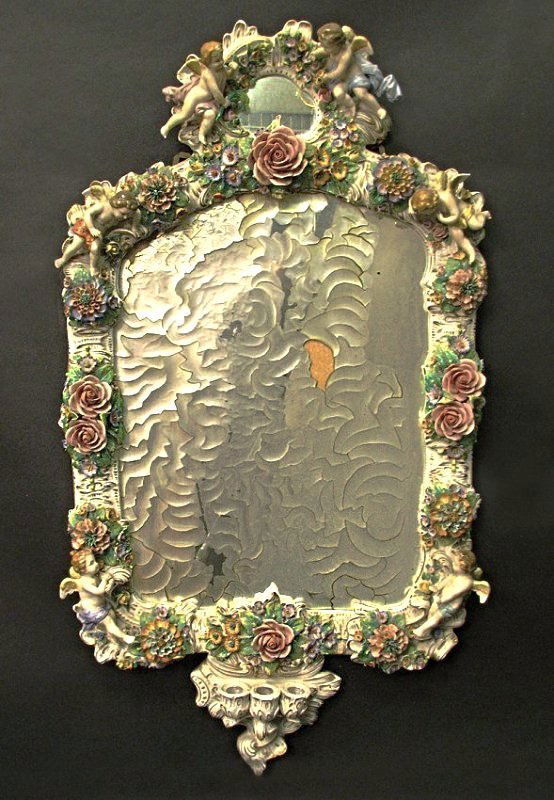 Magnificent 19th C. Meissen Style Floral Figural Mirror (1 of 7)