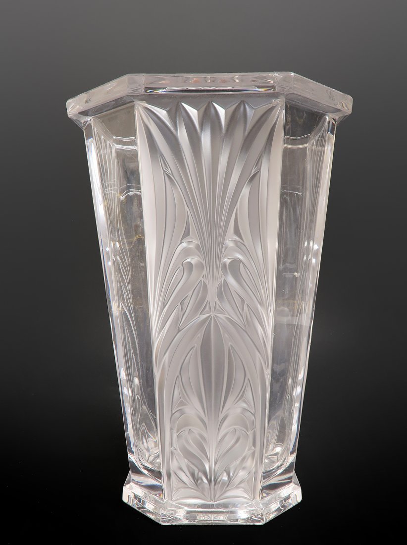 Large French Lalique Style Crystal Vase (1 of 2)
