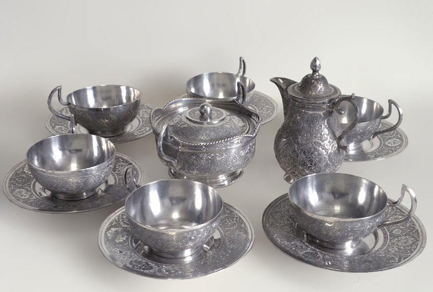 Set of Persian 84 Silver Tea Set: Set of Persian 84 Silver Tea Set. 1520Grams