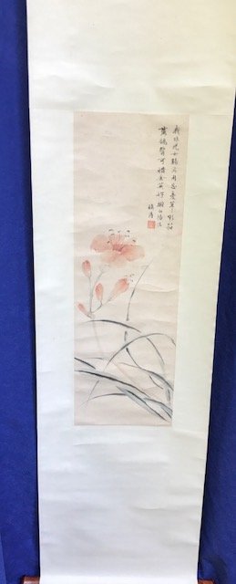 Chinese Scroll Painting of Flowers (1 of 3)