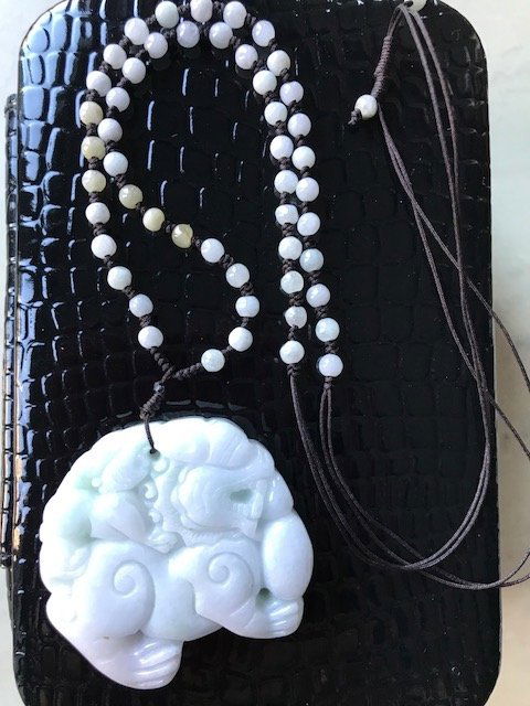 Chinese Carved Multi Color Jadeite Pendant/Necklace (1 of 2)