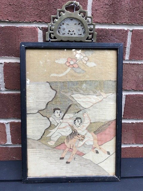 Chinese Antique Framed Kesi Painting of Wariors (1 of 3)