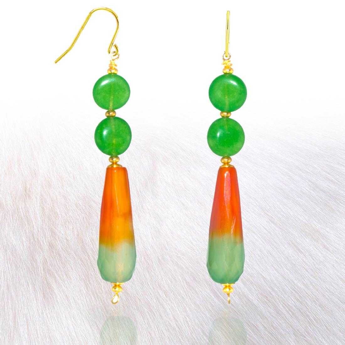 Green Fire Agate and Jadeite Jade Earrings (1 of 3)