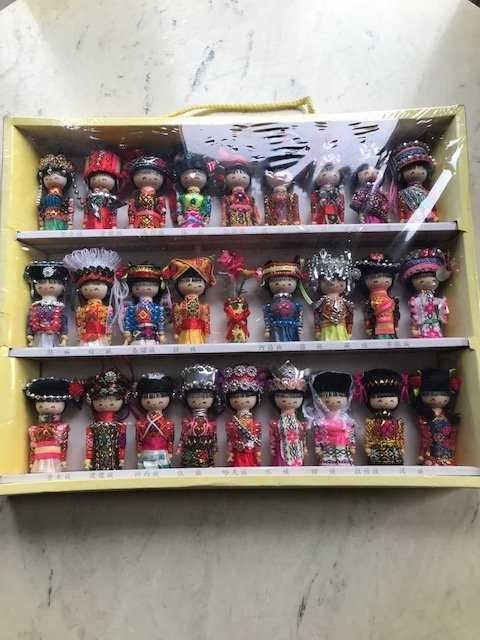 Hand Made 26 Chinese nationality Dolls: Dolls representing 26 minority groups in Yunnan Province, each in minority nationality costumes.