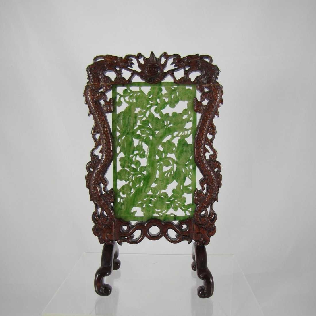 Antique Chinese Carved Jade Table Screen