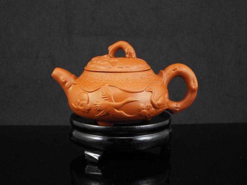 Chinese Yixing teapot with Flower and Bird Design (1 of 3)