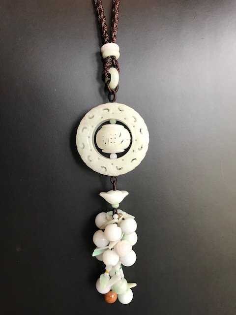 Chines Hand Carved Jadeite Openwork Hanging Piece (1 of 2)