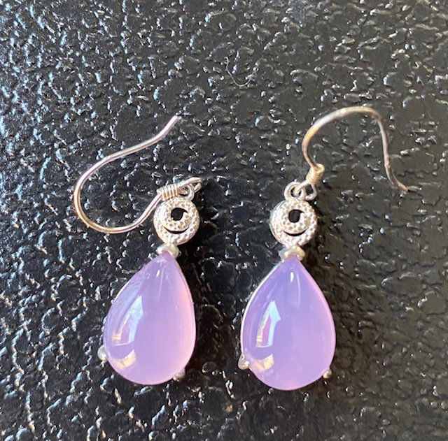 Rare Burmese Purple Jade 92S Sterling Silver Earrings (1 of 2)