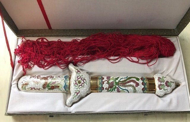 Rare Chinese Export Retractable Cloisonne Performing Sword (1 of 3)