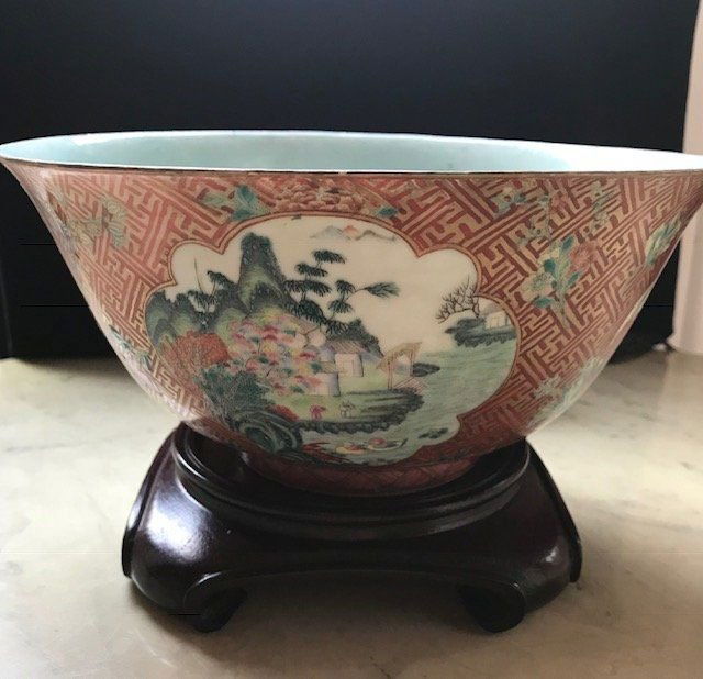 A Large Antique Chinese Hand Painted Porcelain Bowl (1 of 4)