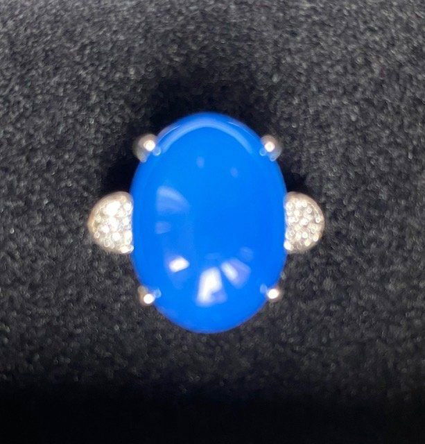Rare Burmese Blue Stone and 925 Sterling Silver Ring (1 of 2)