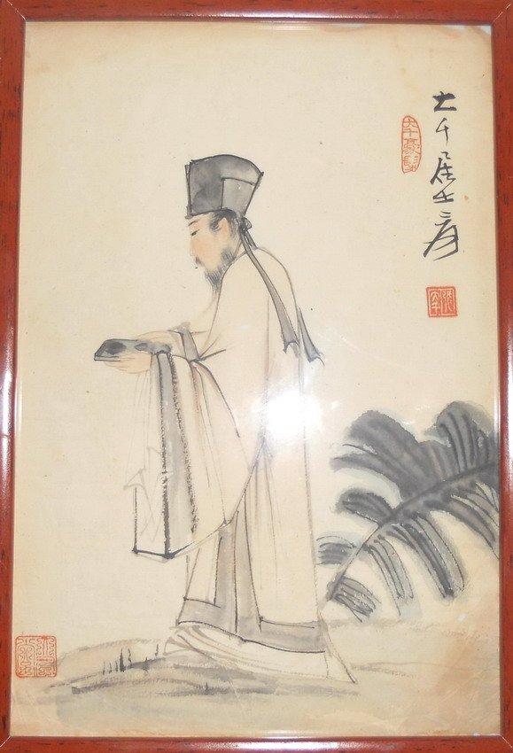 A Chinese framed painting (1 of 4)