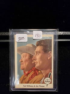 1959 FLEER TED WILLIAMS CARD: CARD # 70 FROM THE ICONIC 1959 SET TED WITH JIM THORPE