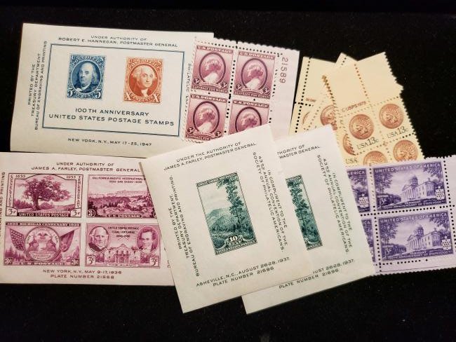 LOT OF 10 US MINT PLATE BLOCKS (1 of 1)