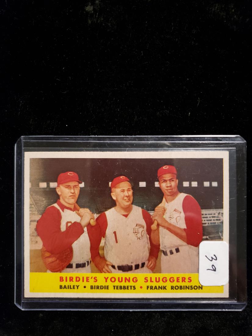1958 Topps #386 Frank Robinson "Birdie's Young: VINTAGE BASEBALL CARD S1958 Topps #386 Frank Robinson "Birdie's Young Sluggers" Card NEAR MINT