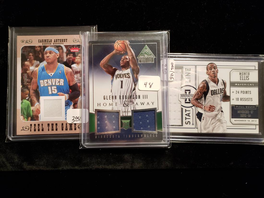 LOT OF 3 NBAS BASKETBALL GAME USED JERSEY CARDS (1 of 1)