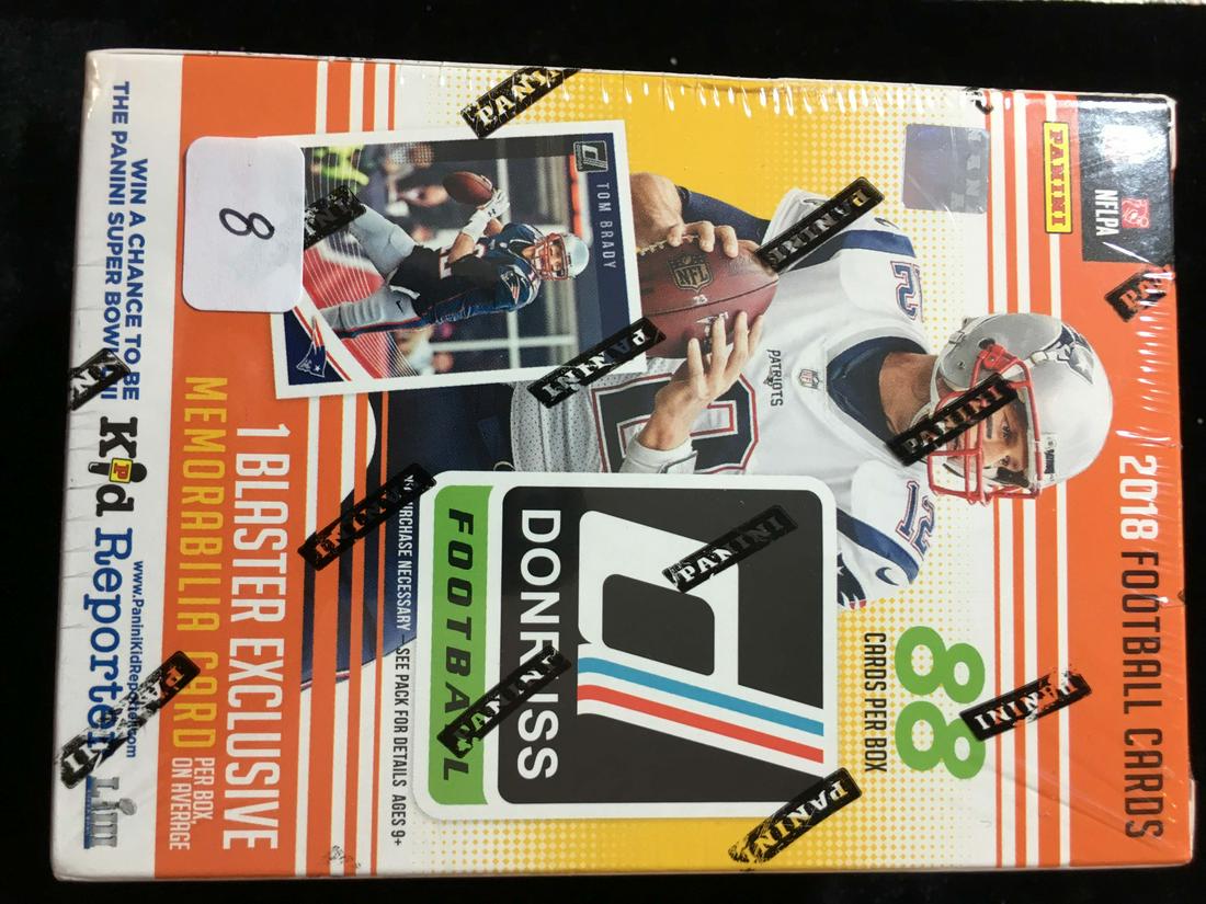 SEALED BLASTER BOX 2018 PANINI DONRUSS FOOTBALL: BUMPER ROOKIE YEAR BAKER MAYFIELD, LAMAR JACKSON, SAM DARNOLD, JOSH ROSEN, JOSH ALLEN ,SAQUAN BARKELY, NICK CHUBB, BRADLEY CHUBB