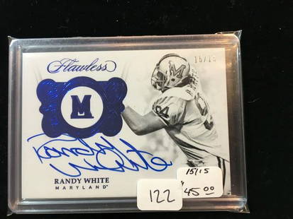 PANINI FLAWLESS FOOTBALL BLUE AUTO 15/15 RANDY WHITE: FLAWLESS BLUE 15/15 THE MANSTER RANDY WHITE SIGNATURE CARD MARYLAND TERIPANS AND COWBOYS HALL OF FAMER