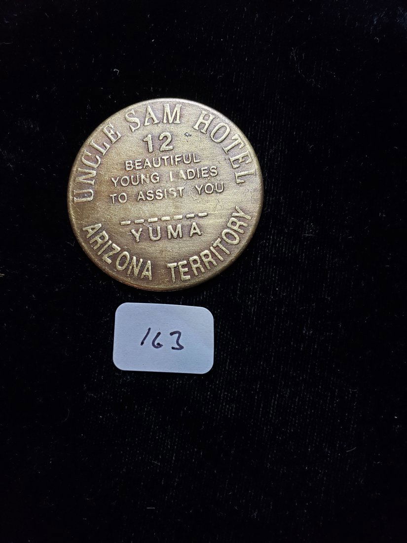 SOLID BRASS BROTHEL TRADE TOKEN UNCLE SAM HOTEL (1 of 2)
