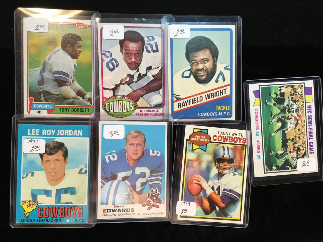 VINTAGE NFL FOOTBALL CARD COLLECTION WITH ROOKIES STARS: VINTAGE NFL FOOTBALL CARD COLLECTION WITH ROOKIES STARS AND LOADED WITH HALL OF FAMERS EX TO NEAR MINT OR BETTER ALL STORED IN PENNY SLEEVES AND TOP LOADERS RETAIL READY OR ARCHIVE READY