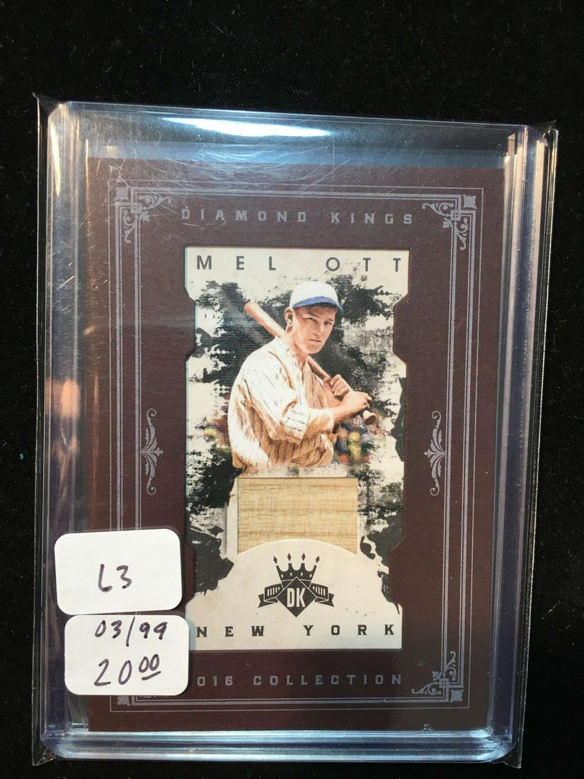 BASEBALL HALL OF FAME LEGEND MEL OTT NEW YORK GIANTS: MEL OTT BAT RELIC SSP NUMBERED 03/99 WOW RARE CARD OF THIS HALL OF FAMER