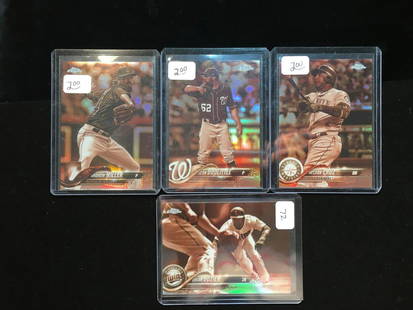 2018 TOPPS BASEBALL SEPIA REFRACTOR PARALLEL INSERT: SEPI REFRACTORS BRIAN DOZIER TWINS, NELSON CRUZ MARINERS, SEAN DOOLITTLE NATS AND INDIANS HURLER ANDREW MILLER