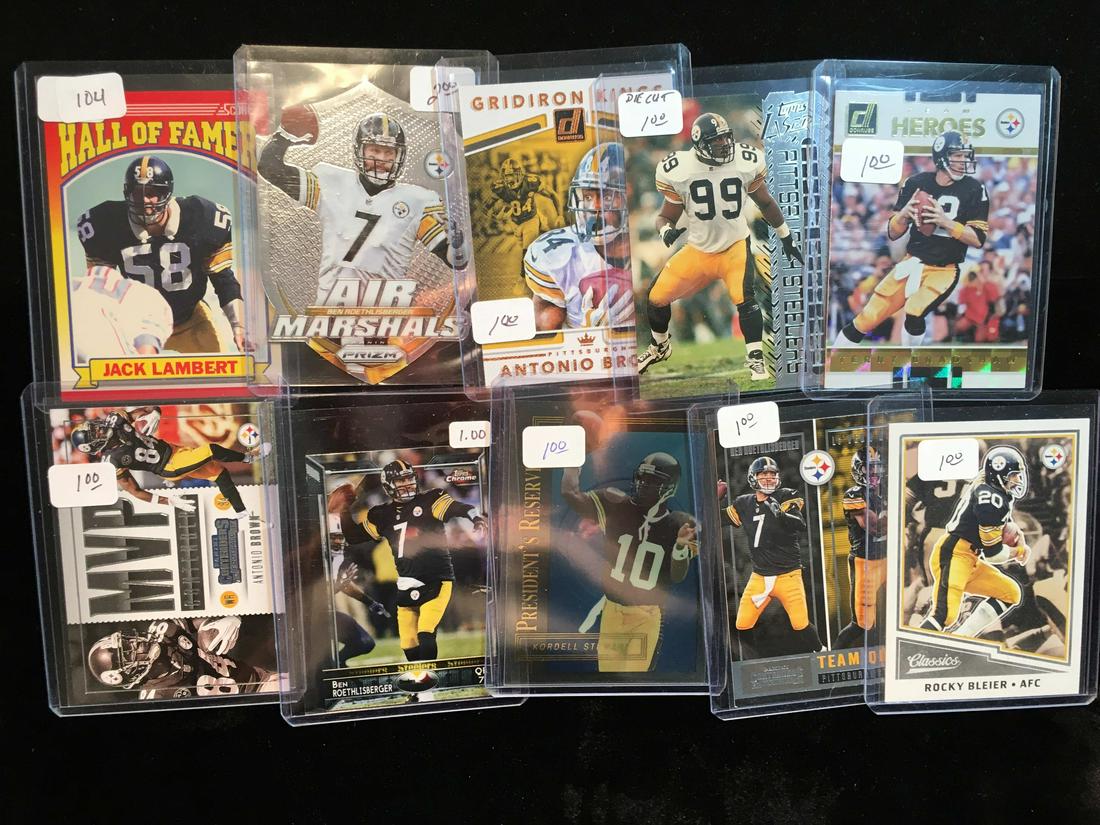 LOT OF 10 PITTSBURGH STEELERS FOOTBALL TRADING CARDS (1 of 1)