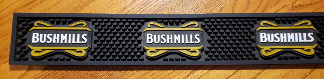 BUSHMILLS LIQUORS - BARTENDERS DRIP/SPILL MAT: BARWARE MANCAVE THIS BARTENDER SPILL/DRIP MAT IS GREAT FOR DECORATION OR PRACTICAL USE IN HOME BAR OR BUSINESS