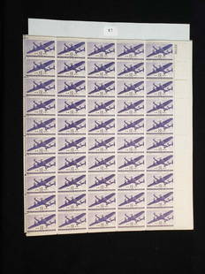 US MINT POSTAGE STAMPS FULL MINT STAMP SHEET: Full sheet - 10 cent Air Mail -Universal Postal Union - Scott #C42 - MNH - OG