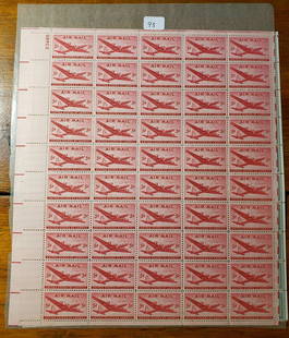 US MINT POSTAGE STAMPS FULL MINT STAMP SHEET: LOT OF 3 MINT SHEETS U.S. MINT STAMP SHEET #923, 1st. STEAMSHIP, 3 CENTS, Purple, 1944 MNH AND Mineral Heritage Stamp Sheet of 48 Scott #1538-41 MNH OG