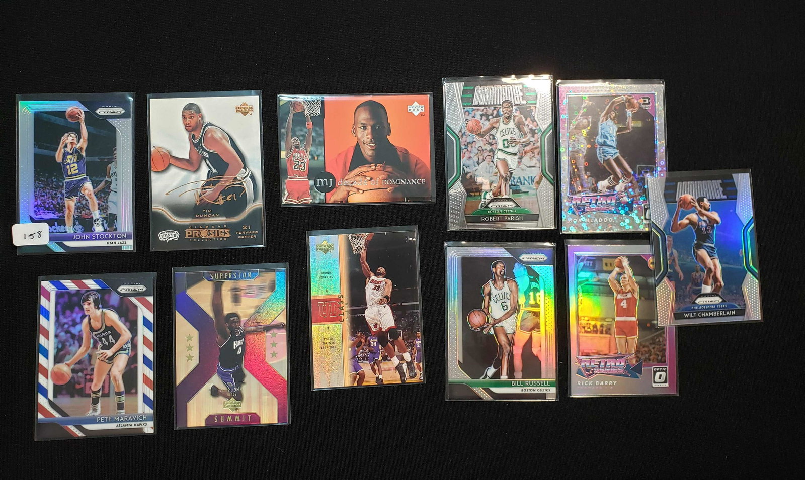 NBA BASKETBALL LEGENDS AND HOF LOT: JOHN STOCKTON, TIM DUNCAN THE BIG FUNDAMENTAL, MJ, RICK BARRY, BILL RUSSELL