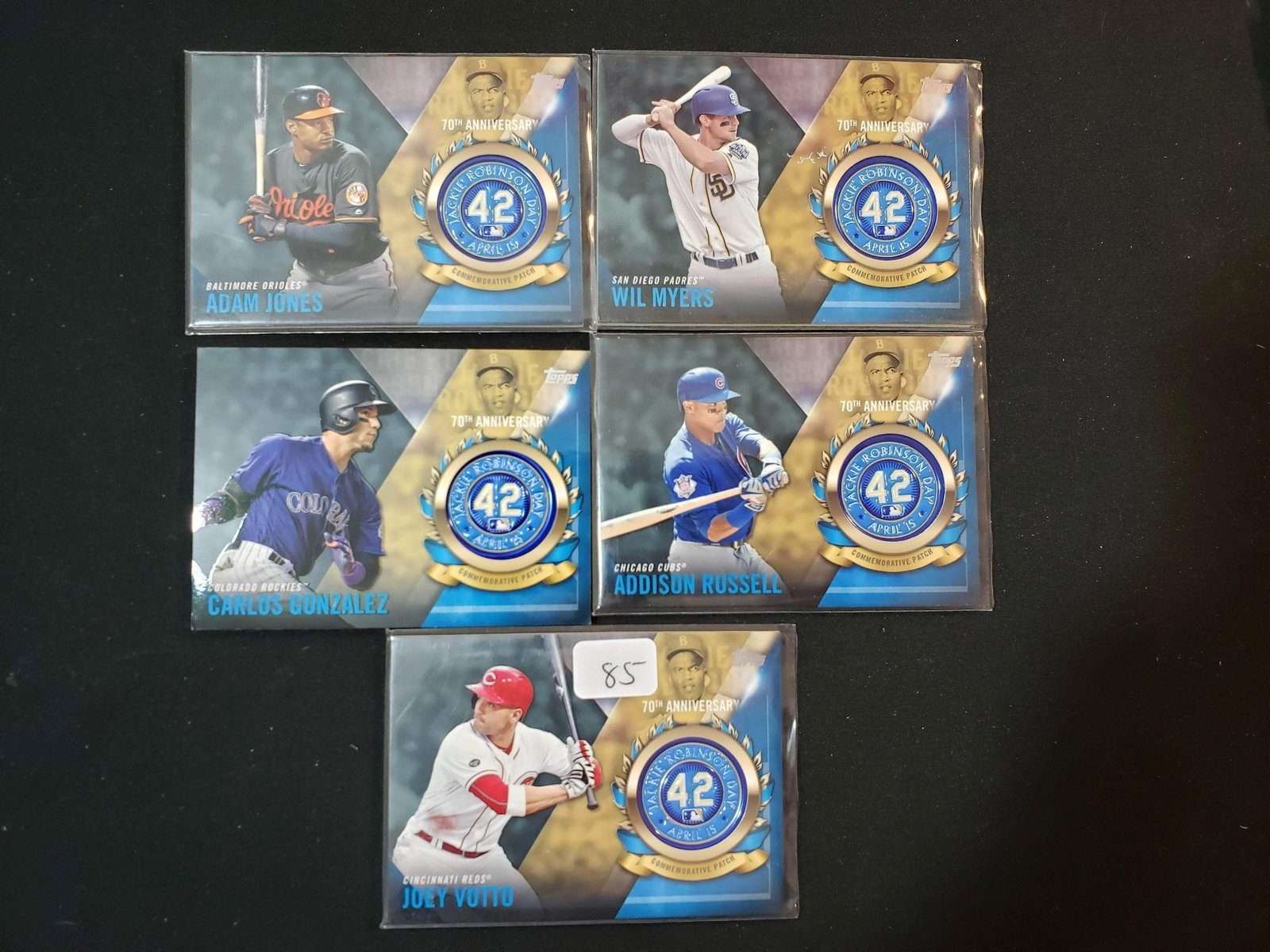 JACKIE ROBINSON DAY 70TH ANNIVERSARY COMMEMORATIVE: JOEY VOTTO, ADAM JONES, CARLOS GONZALEZ, WILL MYERS, ADDISON RUSSELL
