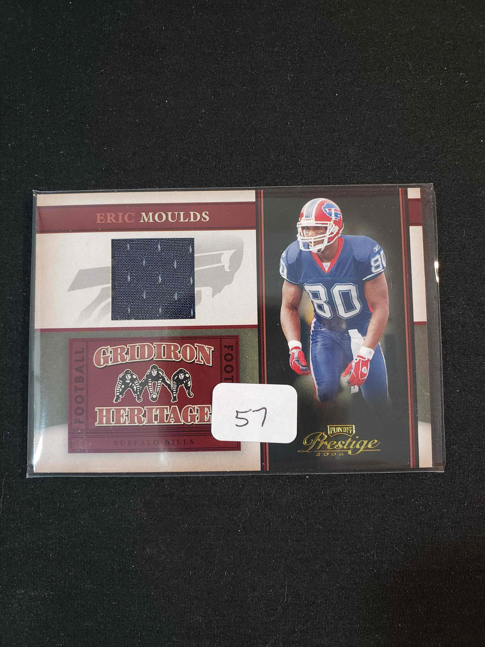 GRIDIRON HERITAGE FOOTBALL GAME USED JERSEY CARD: ERIC MOULD BUFFALO BILLS RELIC CARD