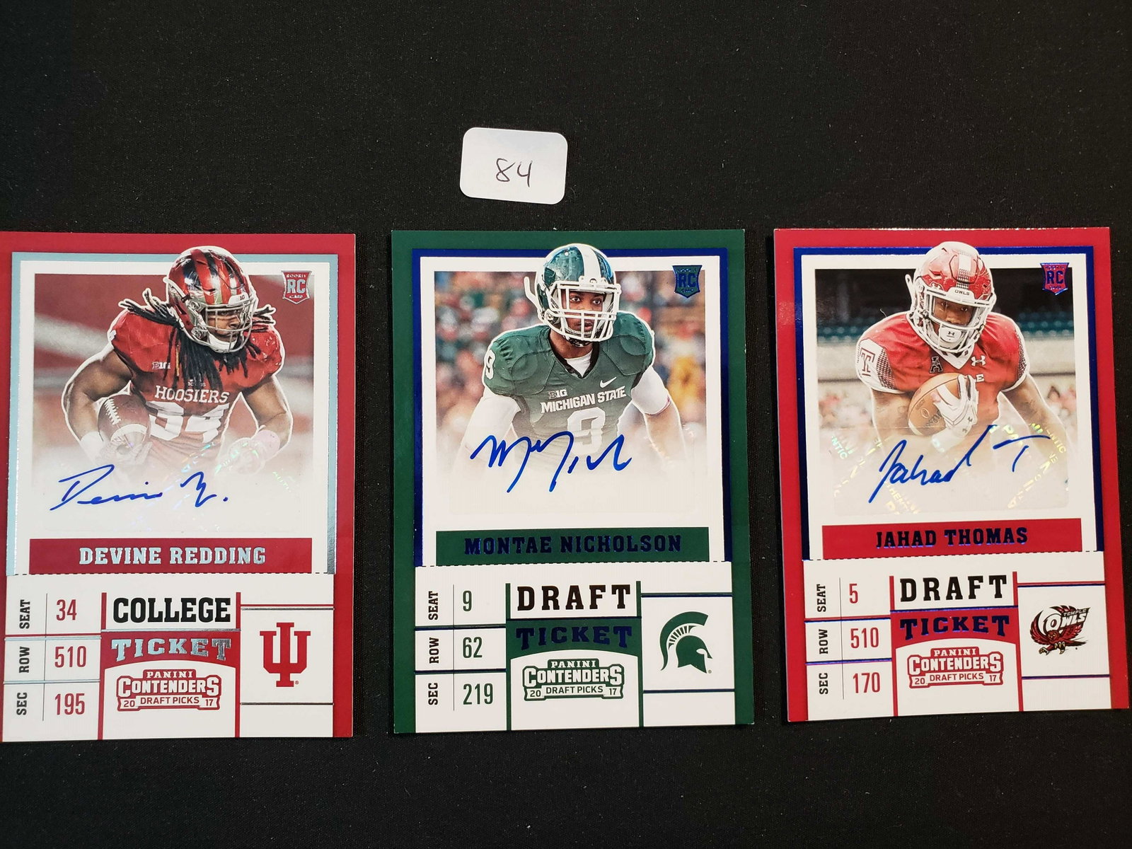 PANINI CONTENDERS FOOTBALL ROOKIE TICKET AUTO LOT: JAHAD THOMAS, MONTAE NICHOLSON, DEVINE REDDING