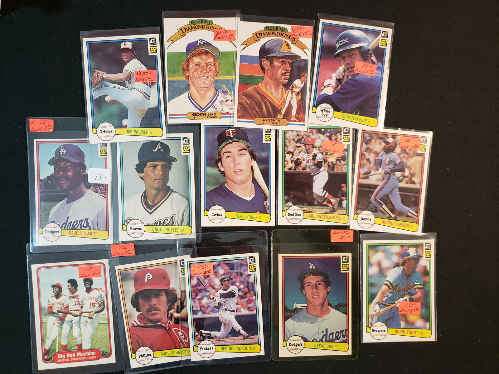 1982 DONRUSS BASEBALL HALL OF FAMER AND LEGENDS BALL: DONRUSS 2ND ISSUE BIG RED MACHINE INSET, SCHMIDT, REGGIE JACKSON, ROBIN YOUNT GEORGE BRETT DIAMOND KING 14 STARS AND HOFERS