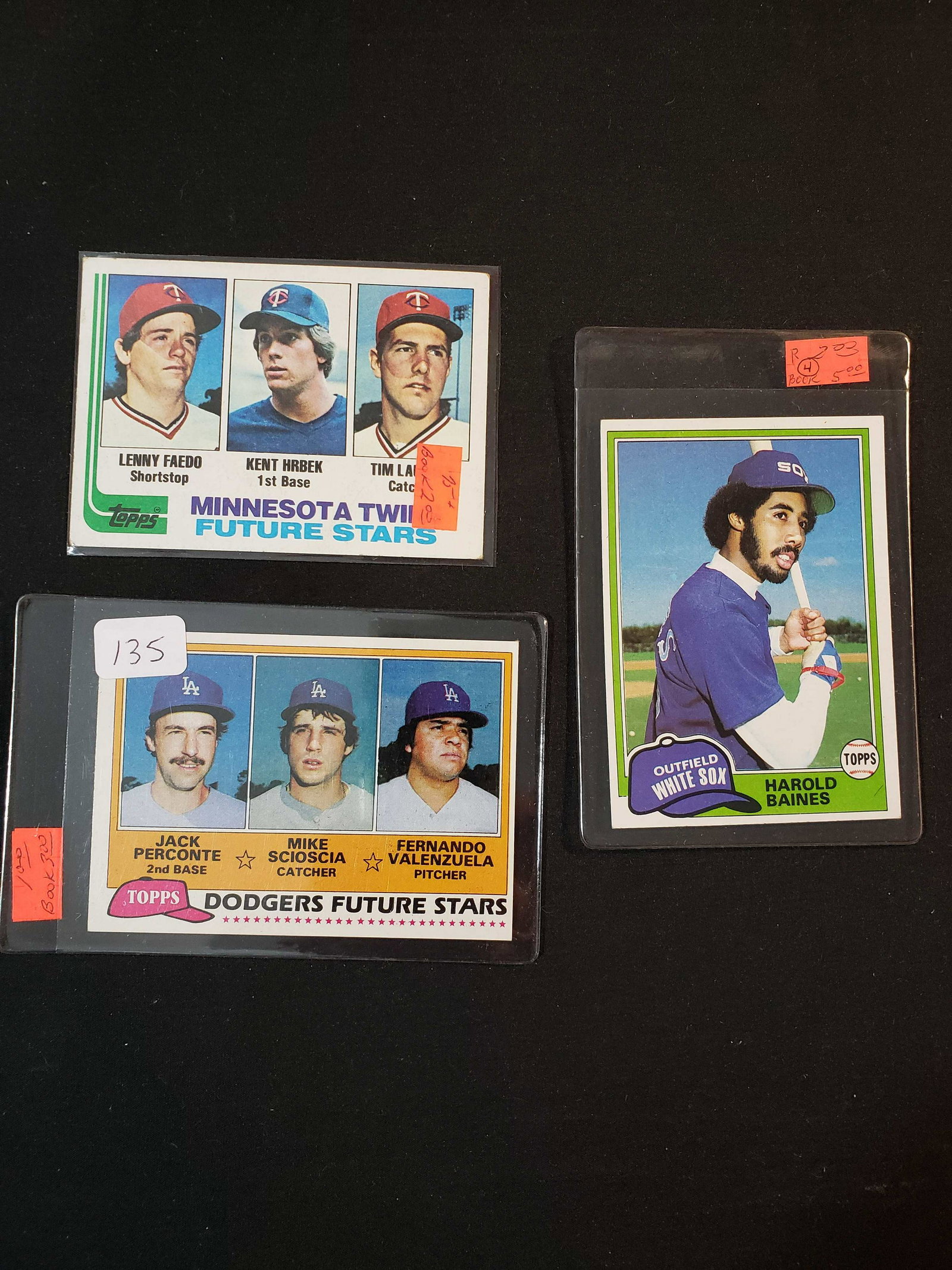 TOPPS 1980'S ROOKIE CARD LOT: FERNANDO VALENZUELA,KENT HRBEK, HAROLD BINES HOFER