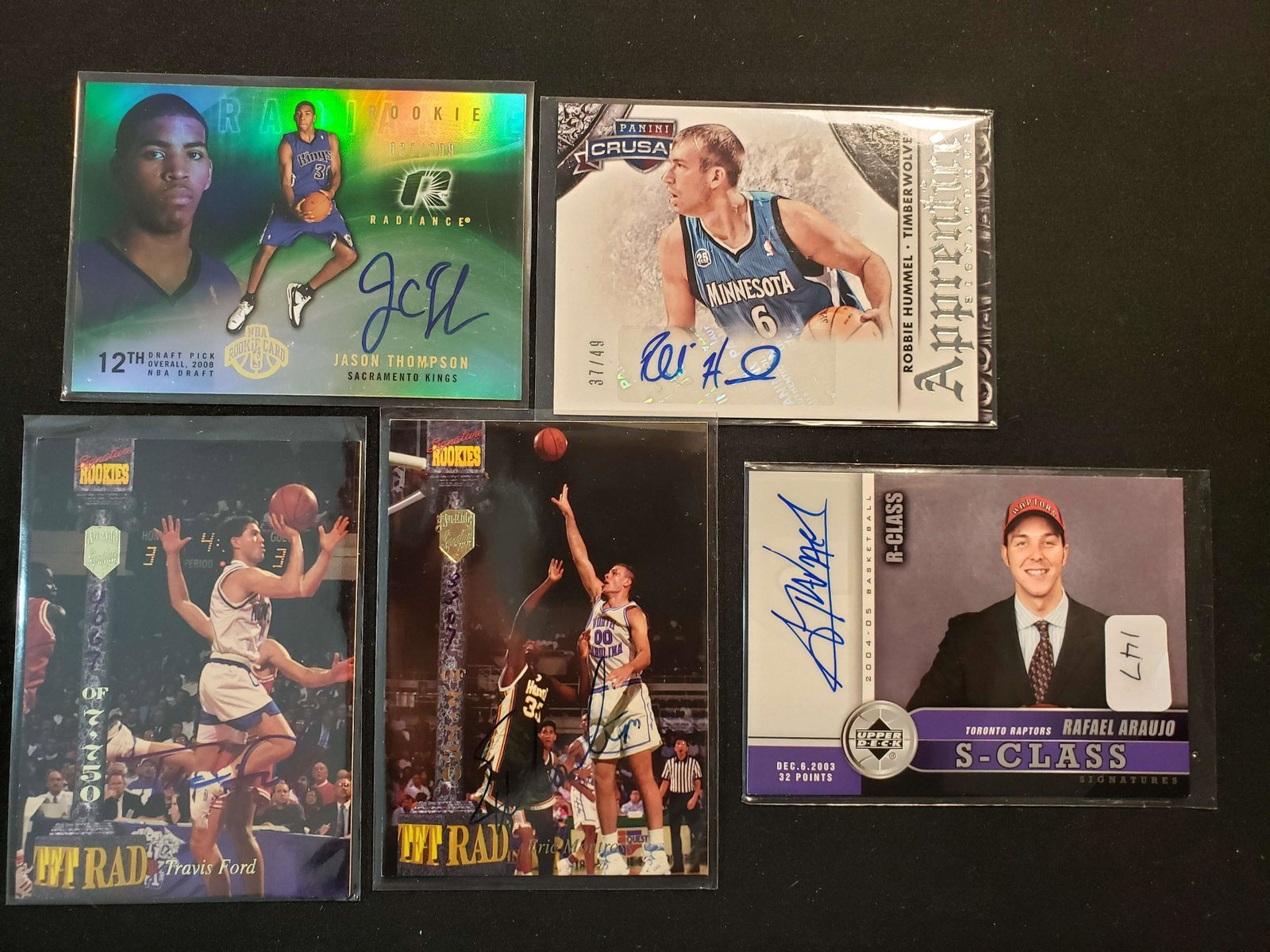 LOT OF 5 ROOKIE BASKETBALL SIGNATURE CARDS: TRAVIS FORD KENTUCKY, ERIC MONTROSS NORTH CROLINA