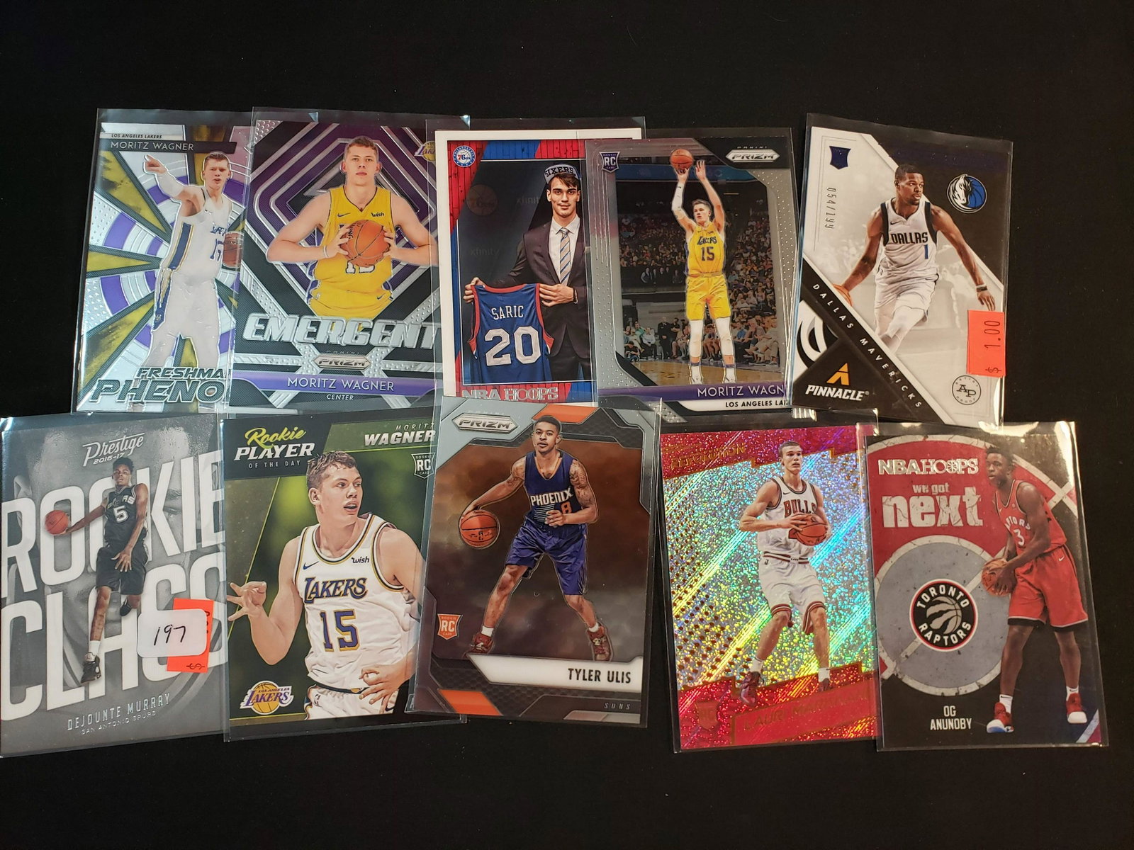 lot of 10 better nba basketball rookie cards: dennis smith jr. 054/199, TYLER ULIS, MORITZ WAGNER, LAURI MARKKANEN