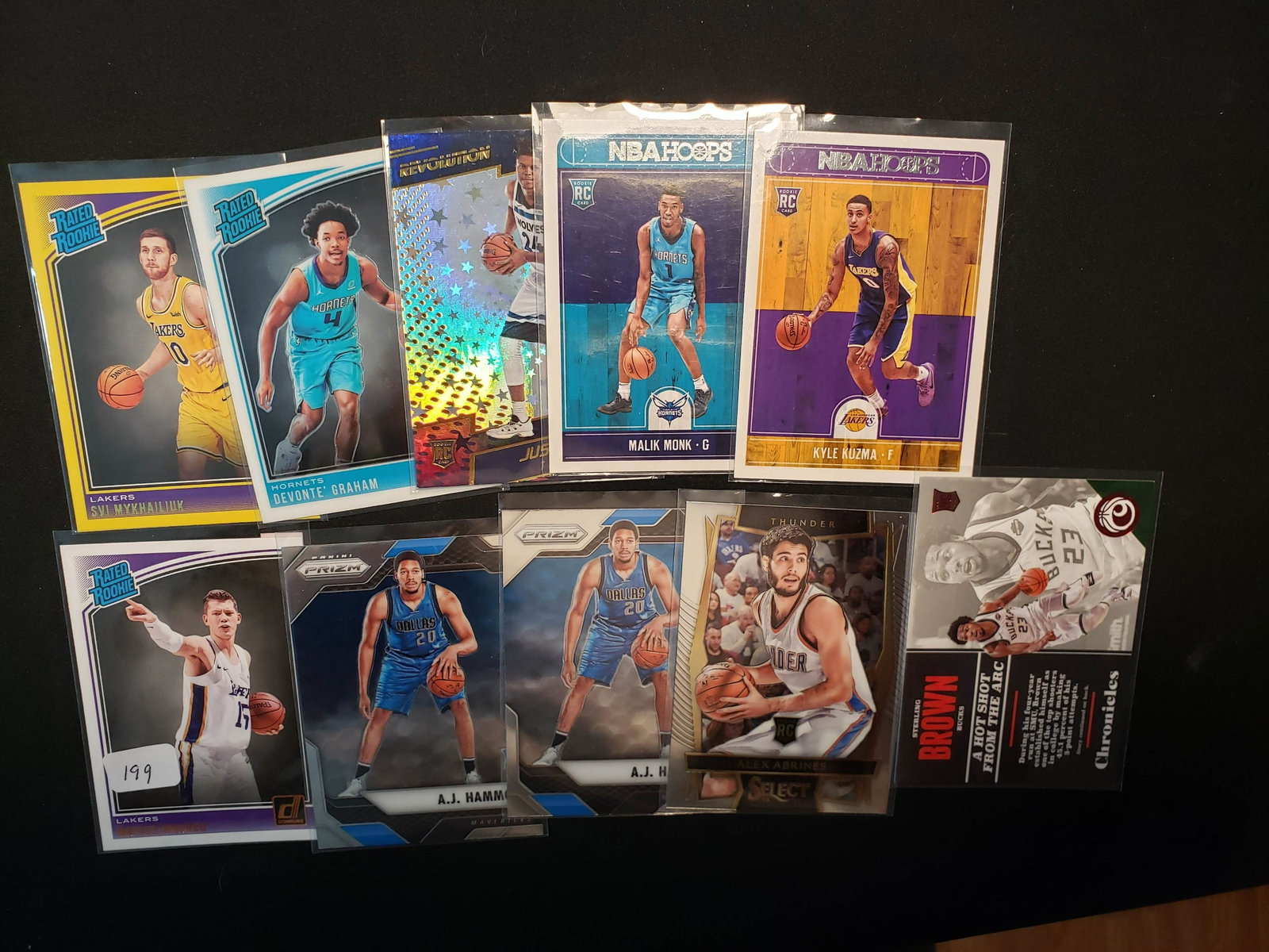 lot of 10 better nba basketball rookie cards: MORITZ WAGNER, KYLE KUZMA LAKERS, MALIK MONK, AJ HAMMONS