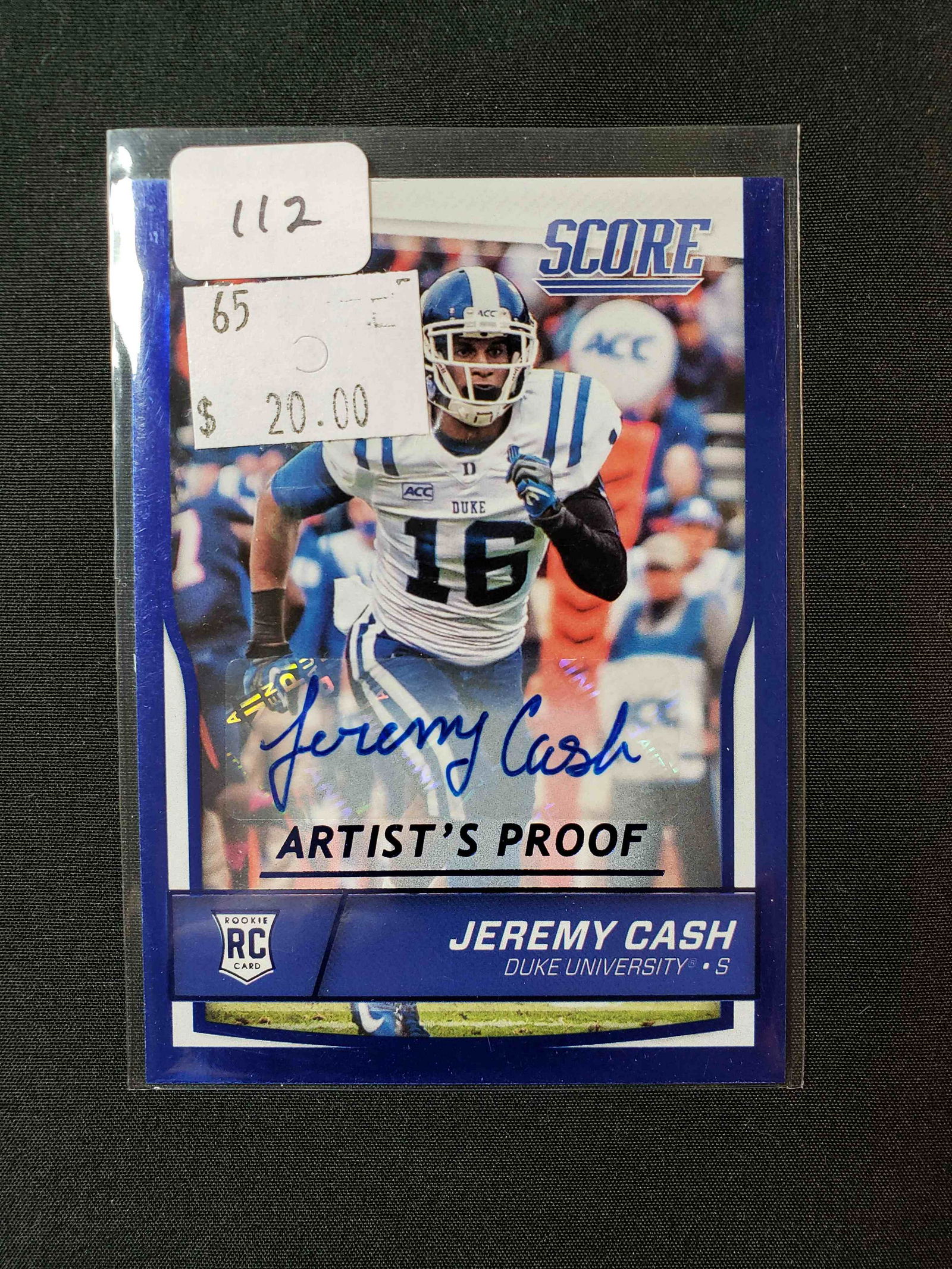 JEREMY CASH DUKE BLUE DEVILS PROOF CARD (1 of 1)