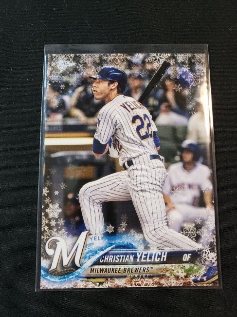 Christian Yelich 2018 Metalic Snowflake Insert: MVP Mikwaukee Brewers 2018 Topps Holiday Metalic Snowflake insert card