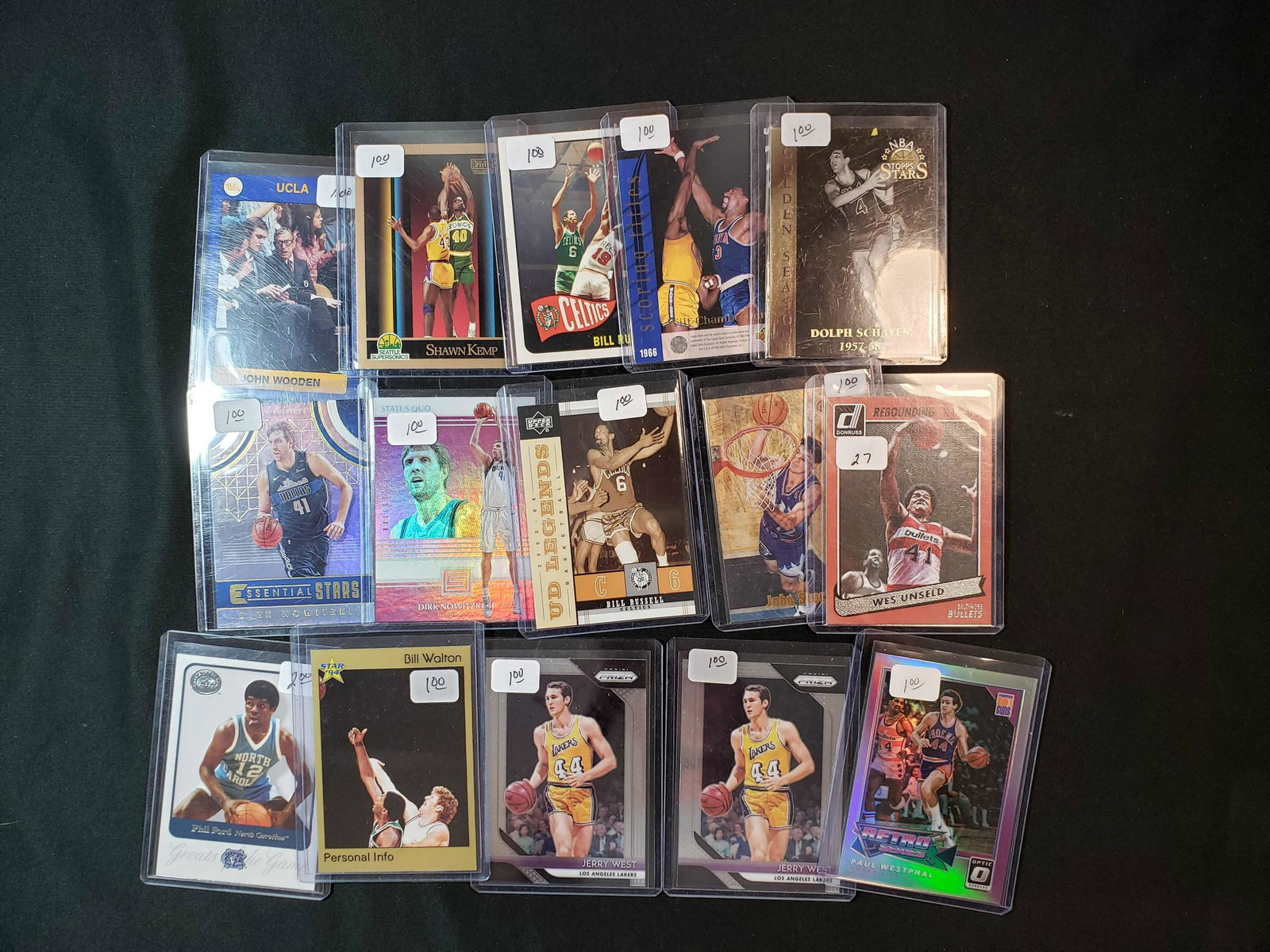 LEGENDS OF THE NBA INSERT CARD COLLECTION: NICER ASSORTMENT OF NBA LEGENDS AND HOFERS WES UNSELD, BILL RUSSELL, JOHN STOCKTON, JERRY WEST