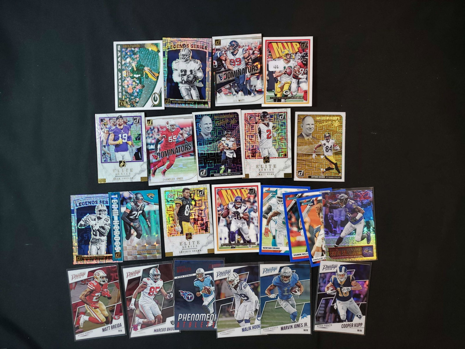 HUGE NFL INSERT AND REFRACTOR LOT: AARON RODGERS MVP, FARVE SNOW DAYS, JJ WATT, ANTONIO BROWN, MICHAEL IRVIN