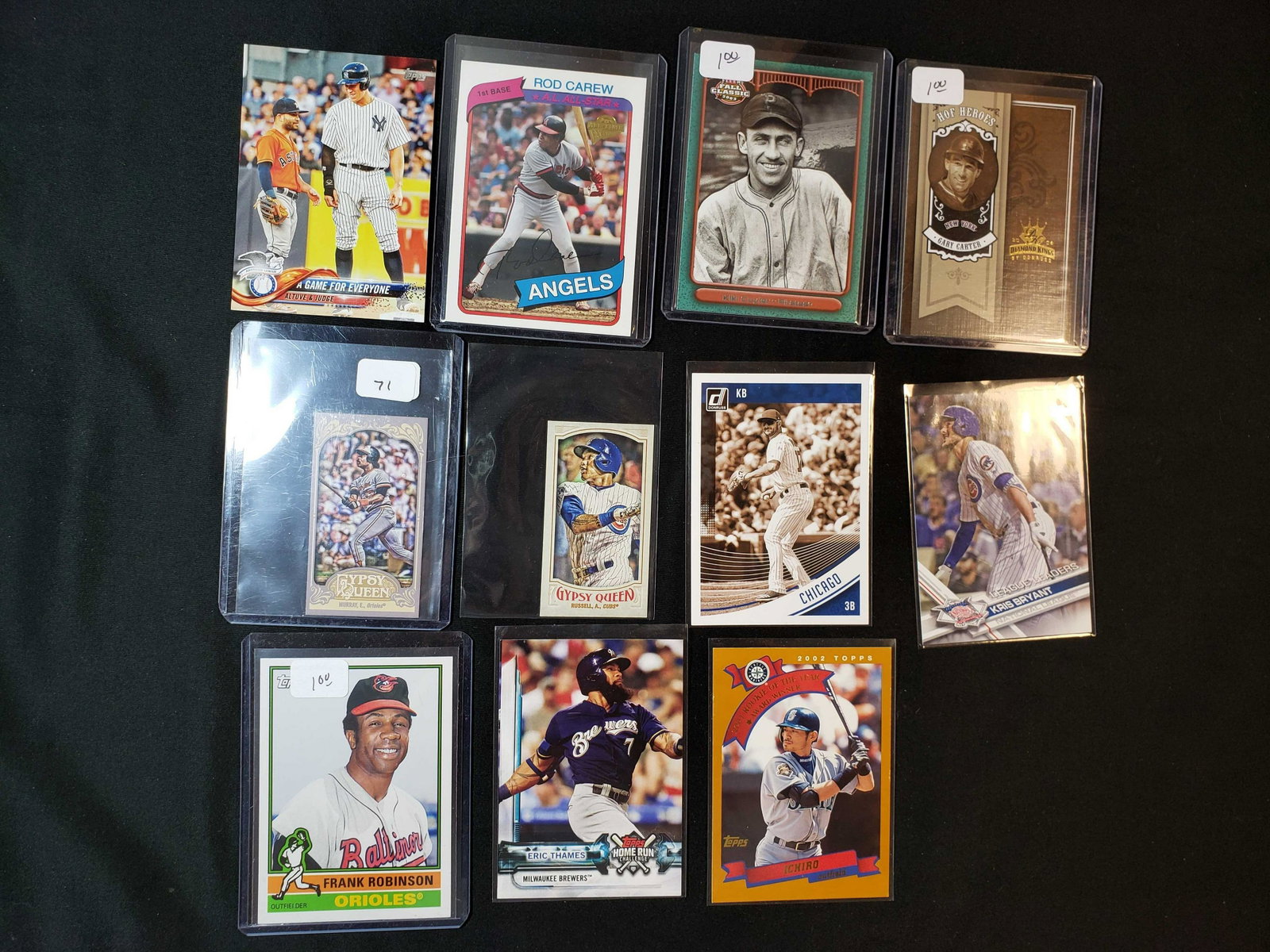LEGENDS AND STARS OF BASEBALL INSERT CARD LOT: EDDIE MURRAY MINI, ROD CAREW, KRIS BRYANT NICKNAME VARIANT, ICHIRO, FRANK ROBINSON