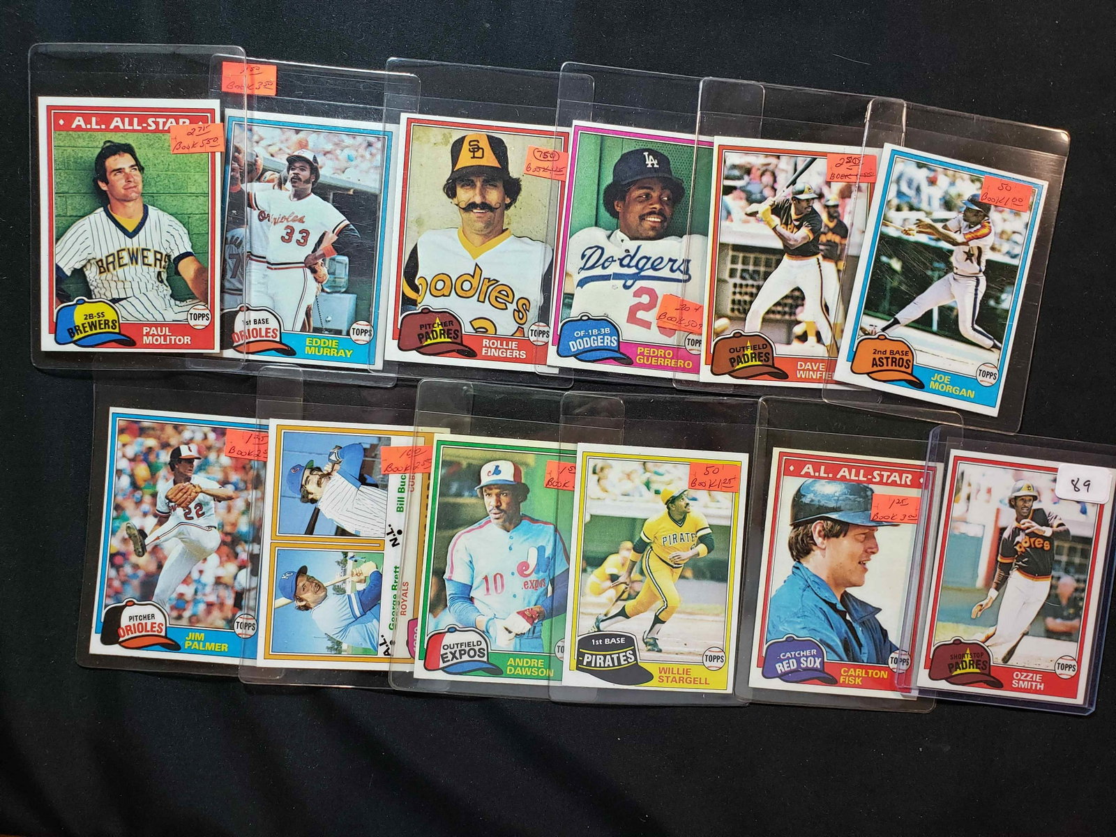 1981 VINTAGE TOPPS BASEBALL CARDS STARS AND HOFERS: OZZIE SMITH, JOE MORGAN, WILLIE STARGELL, ANDRE DAWSON, EDDIE MURRAY ROLLIE FINGERS