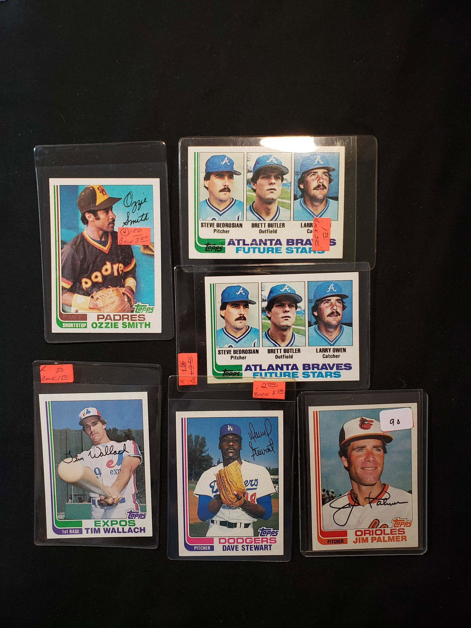 1982 VINTAGE TOPPS BASEBALL CARDS STARS AND HOFERS: JIM PALMER, DAVE STEWART, OZZIE SMITH