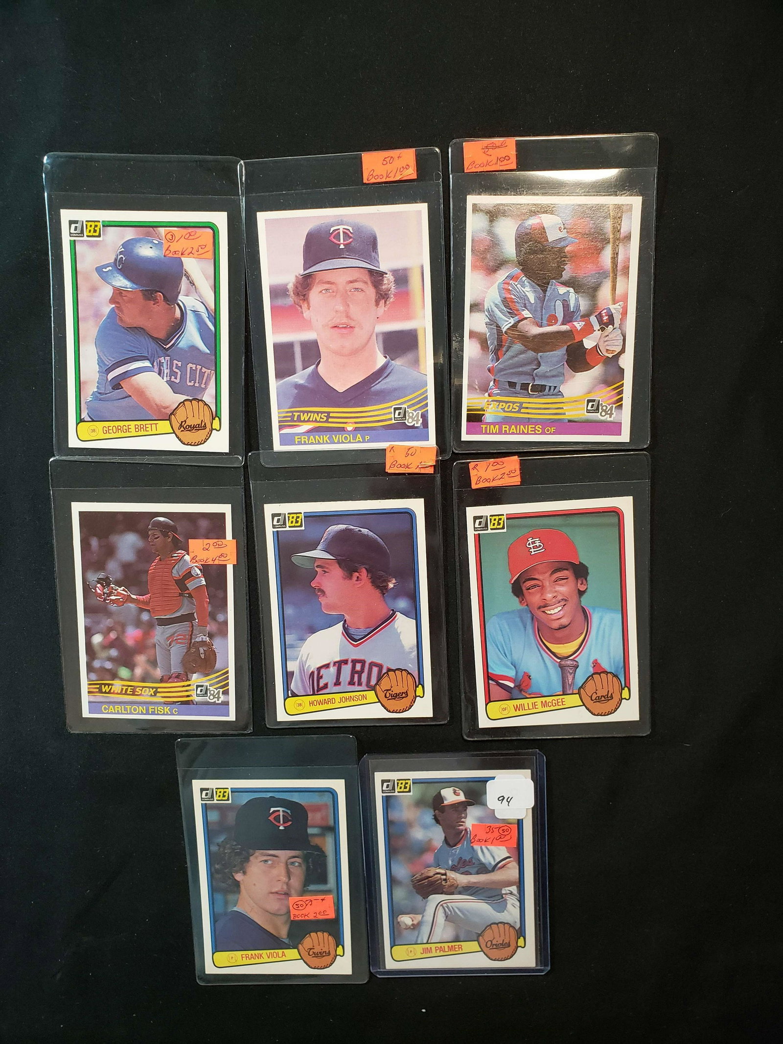 1983-'84 VINTAGE DONRUSS BASEBALL CARDS STARS AND: GEORGE BRETT, WILLIE MCGEE ROOKIE, TIM RAINES
