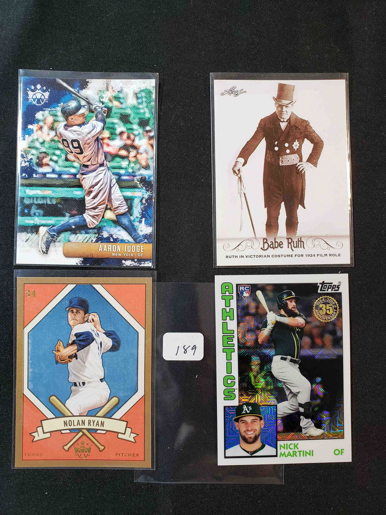 MIXED BASEBALL CARD LOT: BABE RUTH, NICK MARTINI 35TH ANNIVERSARY MOJO REFRACTOR, NOLAN RYAN, AARON JUDGE